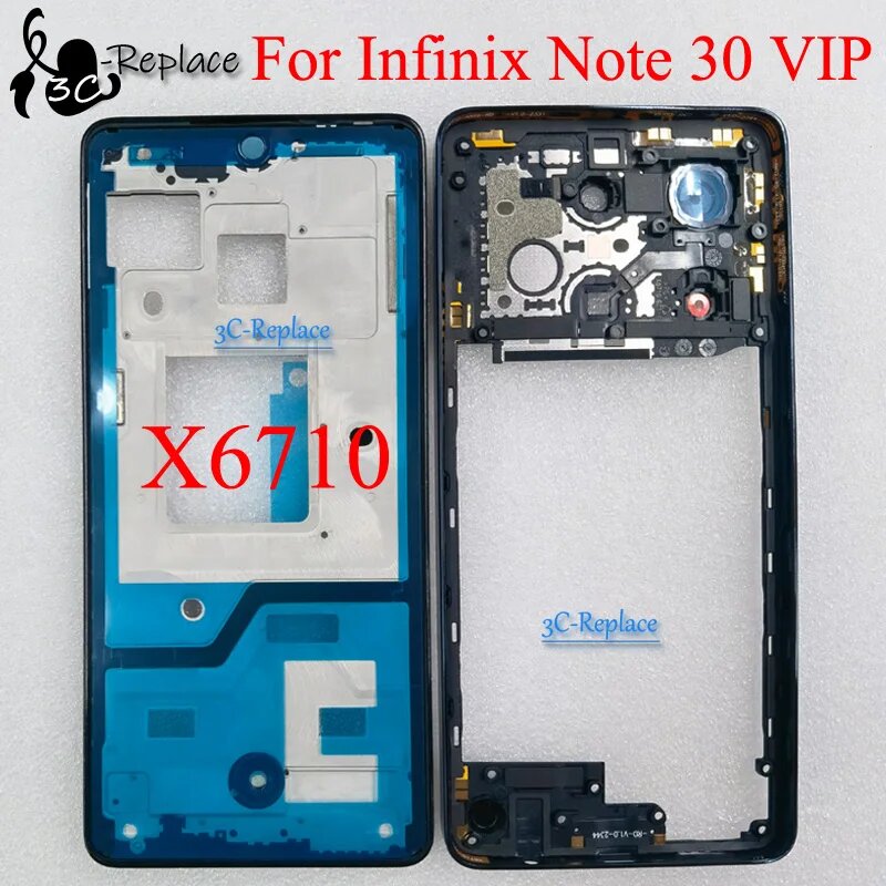 6,67 дюйма для Infinix Note 30 VIP X6710 ЖК-дисплей, лицевая панель, передняя средняя рамка, задняя часть корпуса, запасные части для двери, Red Front Middle
