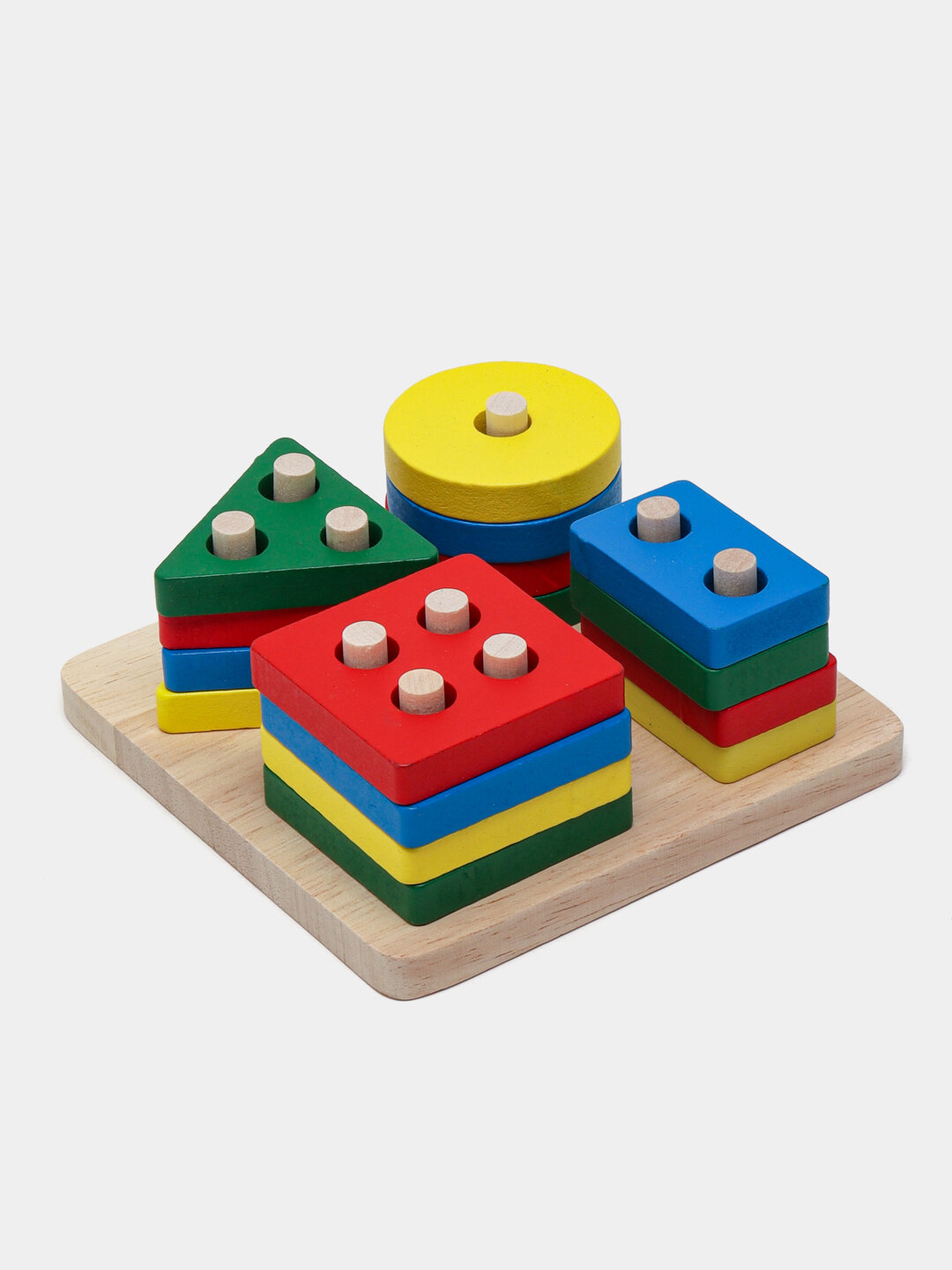 Сортер детский деревянный, головоломка, мозаика, танграм, 3D фигуры — фото 1