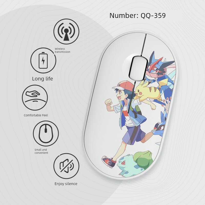 Беспроводная мышь Pikachu Bluetooth с бесшумной зарядкой, подходит для Xiaomi Lenovo Apple Huawei, компьютерного