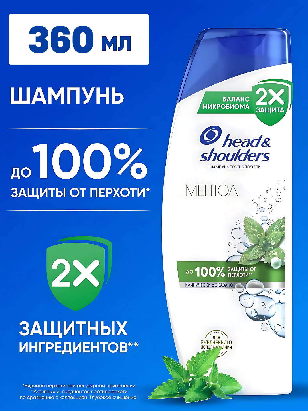 Head&Shoulders Шампунь от перхоти и бальзам для волос Ментол 2в1 360мл