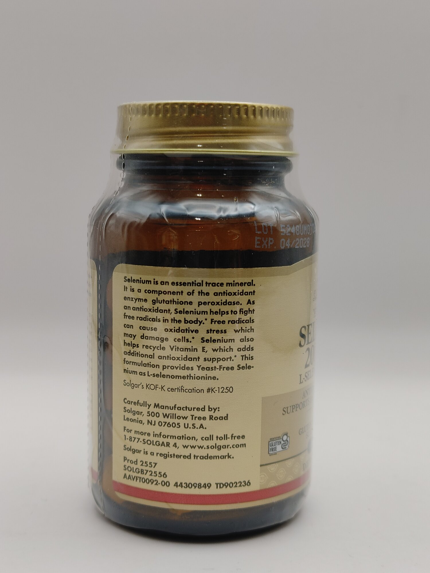 Пищевая добавка Solgar Selenium 200mcg, вегетарианская формула, без ГМО — фото 1