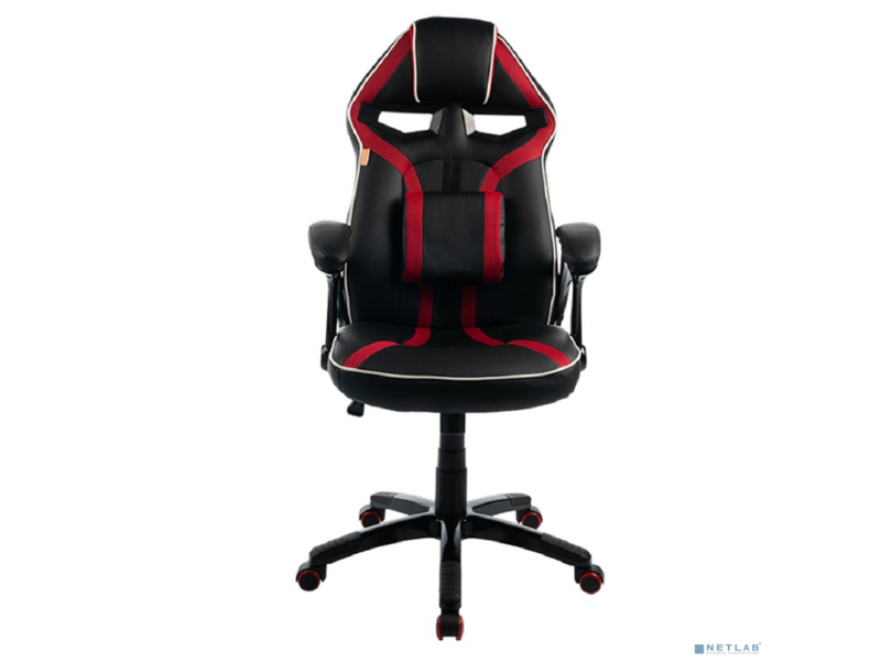 Кресло игровое FL-CH-G-020 усиленная крестовина из металла спинка/сиденье экокожа газлифт 100мм колеса пластик с красной окантовкой подушка (1113084)