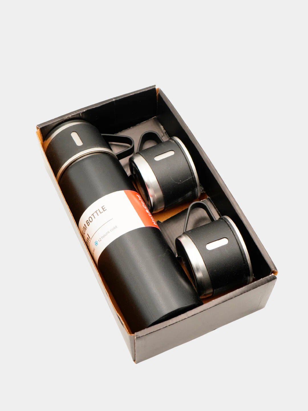 Подарочный термос-термокружка для напитков, набор с 3 чашками, 500 мл — фото 1