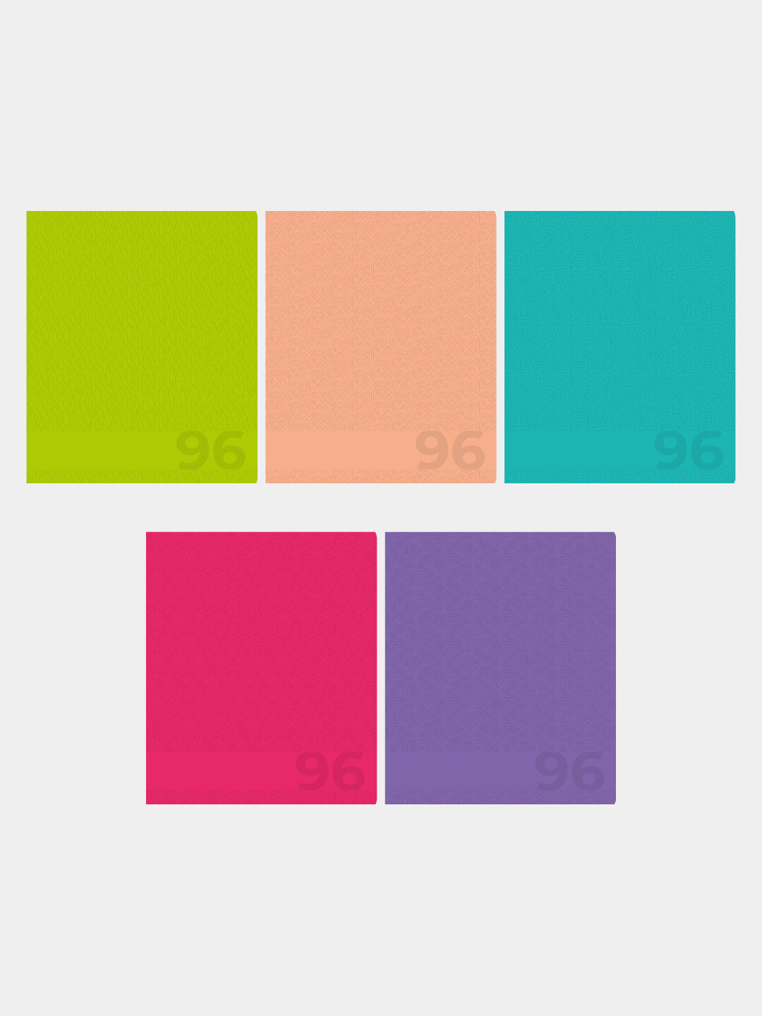 Тетрадь, А5, 96 листов, клетка, Цветной микс, 5 шт