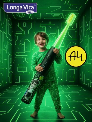 Изображение товара Детская зубная щетка Longa Vita "Влад А4", 24000 пульсов в минуту, 6 режимов, мягкая щетина