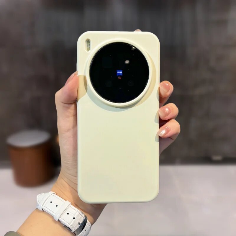 Чехол для VIVO X300 Pro из настоящего жидкого силикона, однотонный, Белый, Antique White, vivo X300