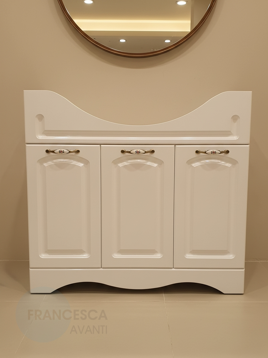 Тумба под раковину в ванную Империя 90 белый с подсветкой (Умывальник Classic 90 приобретается отдельно)