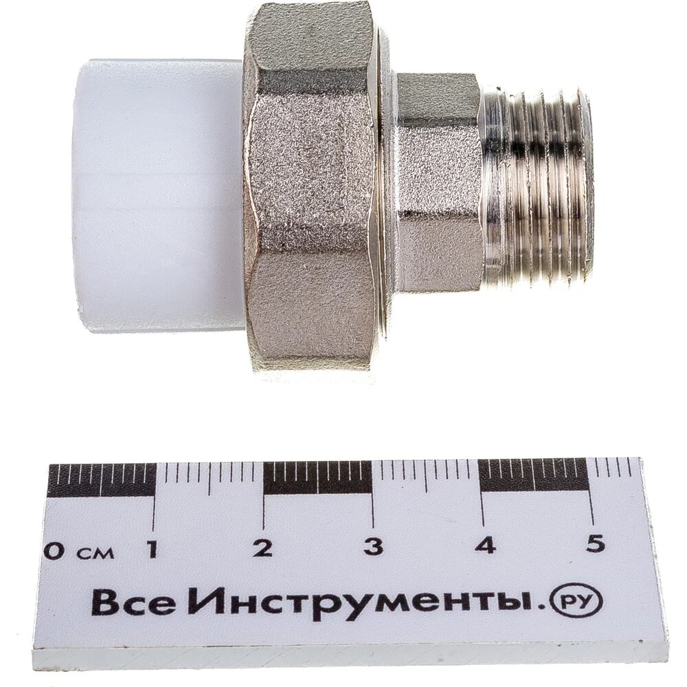Комбинированная муфта VALFEX PP‑R белая, полипропиленовая конструкция, резьбовое соединение для труб — фото 1