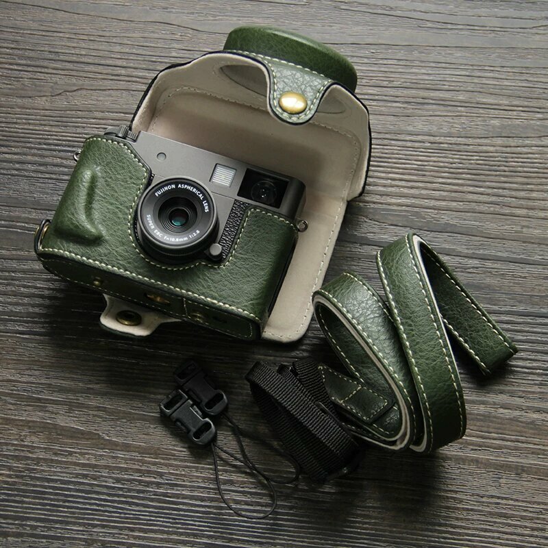 Кожаный сумка-черепаха Xhalf для Fujifilm X-Half, компактный переносной чехол с одинарным ремешком, серо-зеленый