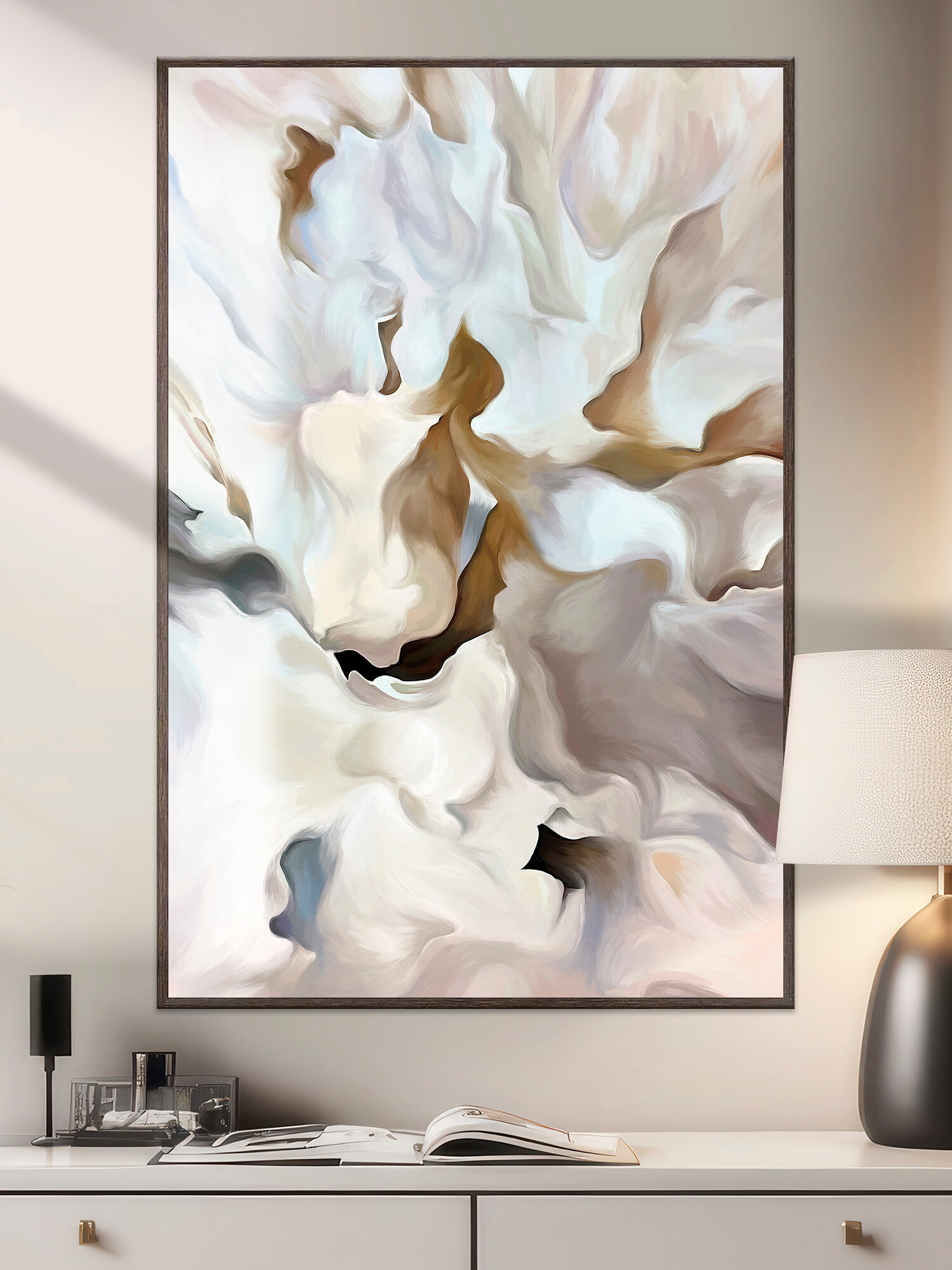 Картина на стену интерьерная абстракция в раме "Мягкая глубина", 60х89 см , Графис