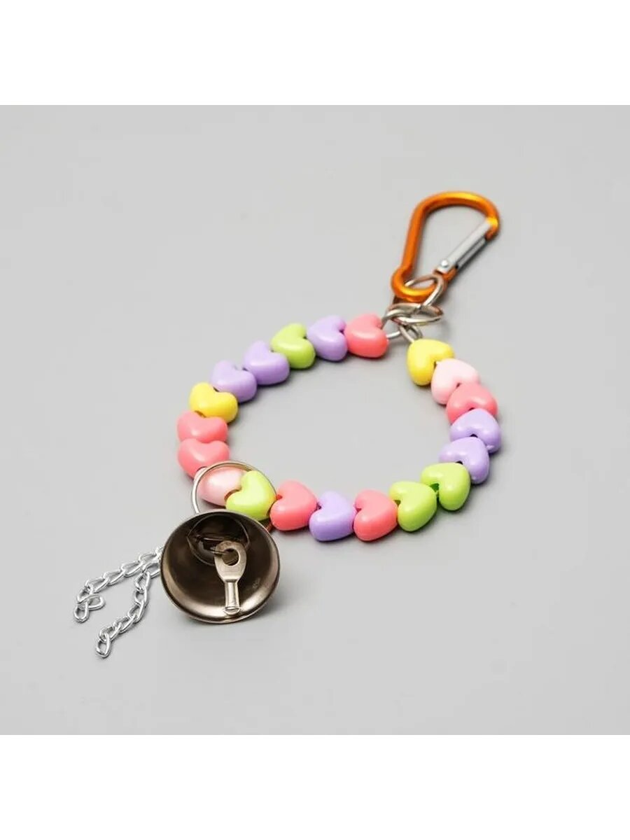 Цветное кольцо с колокольчиком для птиц