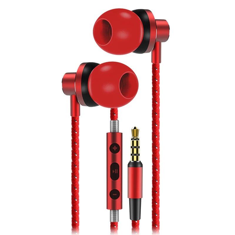 Jiahe CD-008A Стерео наушники с плетеным кабелем для игр и звонков, красные