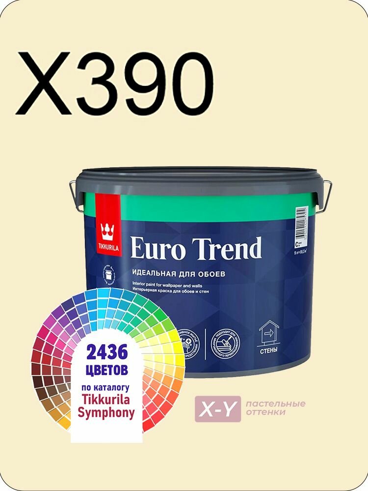Краска для обоев Tikkurila Euro Trend 9л. пастельные оттенки X390