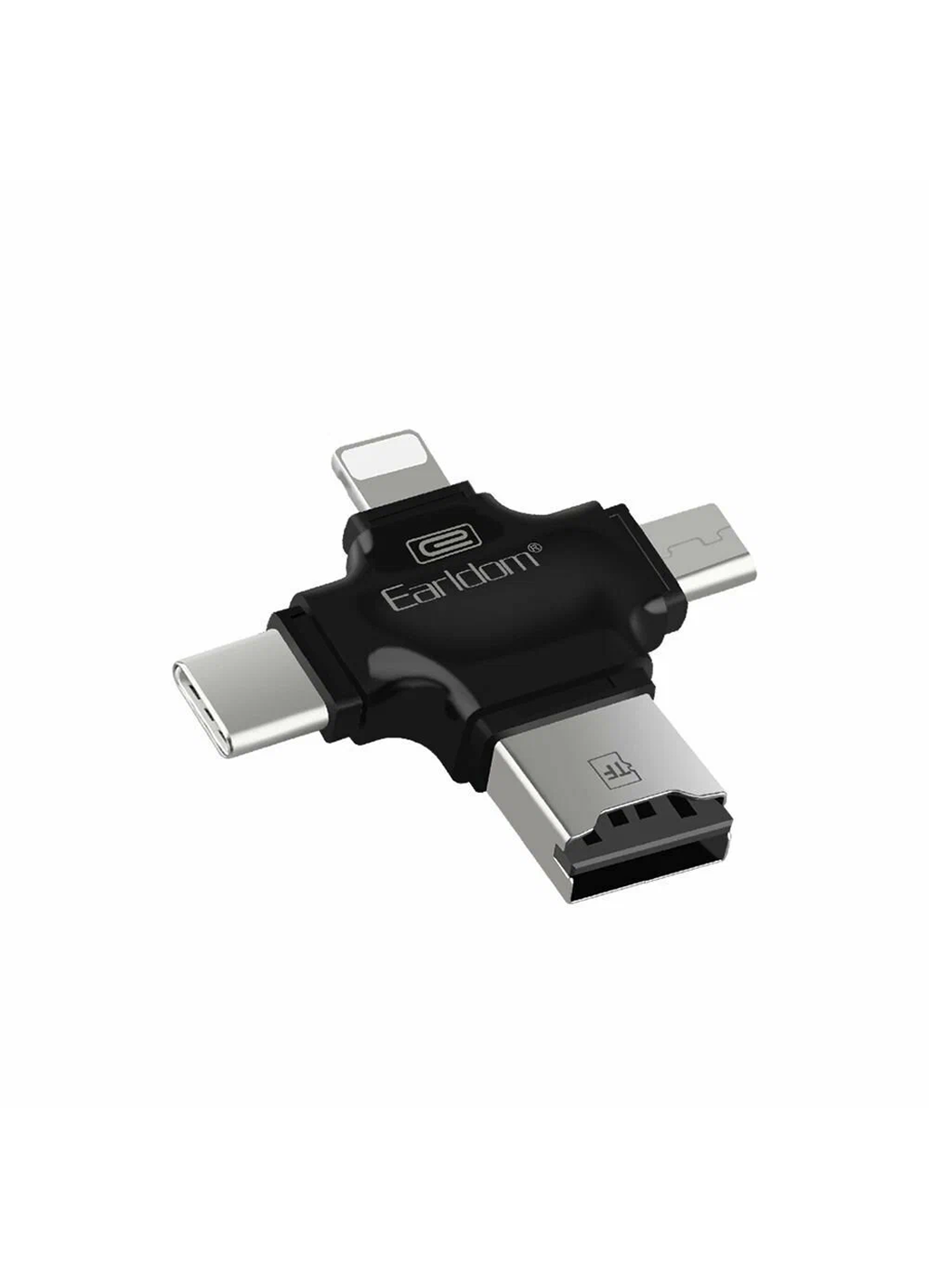 Картридер Earldom ET-OT20 Lightning 8-pin, Type-C, MicroUSB на MicroSD, черный