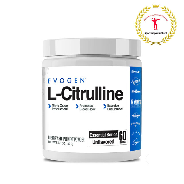 Evogen L-Citrulline — высококачественная L-цитруллин для повышения выносливости и кровообращения, 180 г, 60 порций, без вкуса