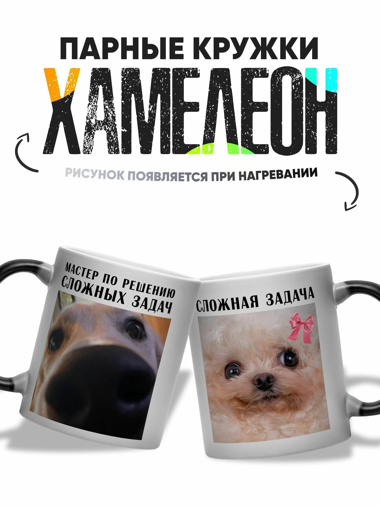 Парные кружки хамелеон Мастер по решению сложных задач мем 330 мл