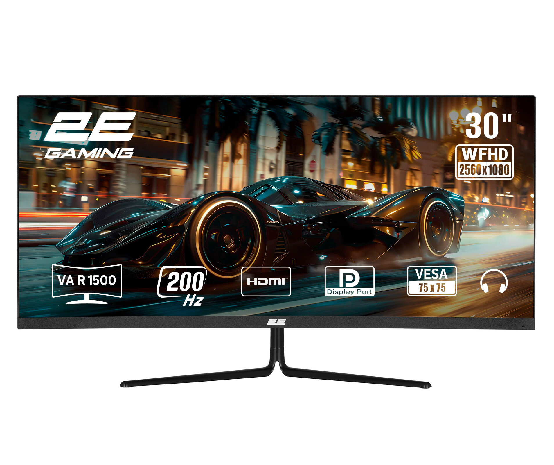 Монитор 2E GAMING 30" G3024B 2xHDMI, DP, Audio, VA, 2560x1080, 2K 21:9, 200Hz, 1ms, CURVED, FreeSync — фото 1