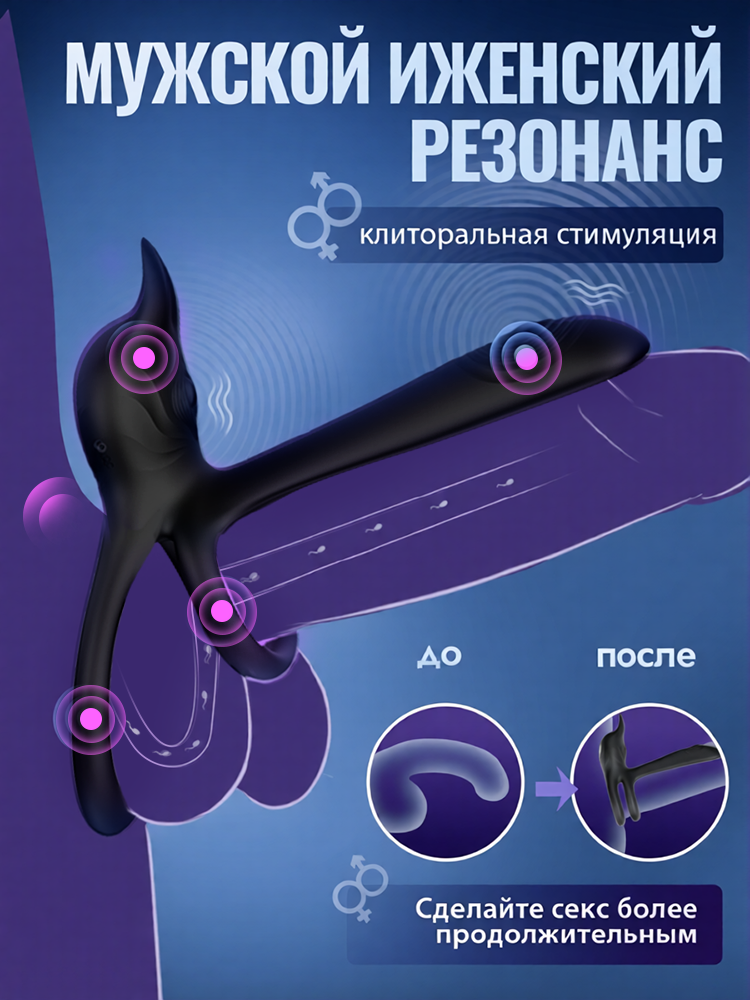 Эрекционное кольцо SeekHeart, силикон, с вибрацией, водонепроницаемое, пульт ДУ, черное