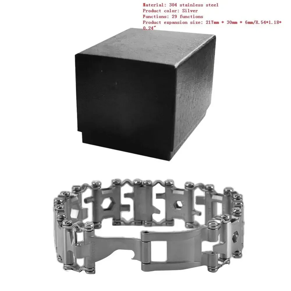 Браслет мужской из нержавеющей стали 304, Silver with box