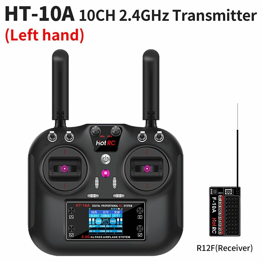 Пульт управления HOTRC HT-10A 10 каналов 2.4 ГГц Экран 1.7 дюйма Комплект с приемником F-10A Для RC моделей и роботов