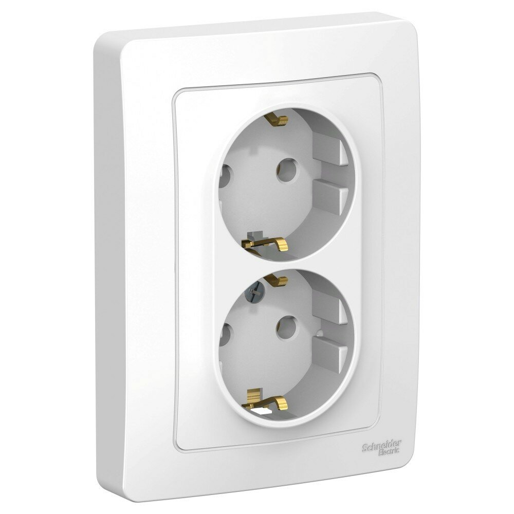 BLANCA скрытой установки розетка двойная с заземлением без шторок, 16А, 250В, белый Systeme Electric BLNRS001021