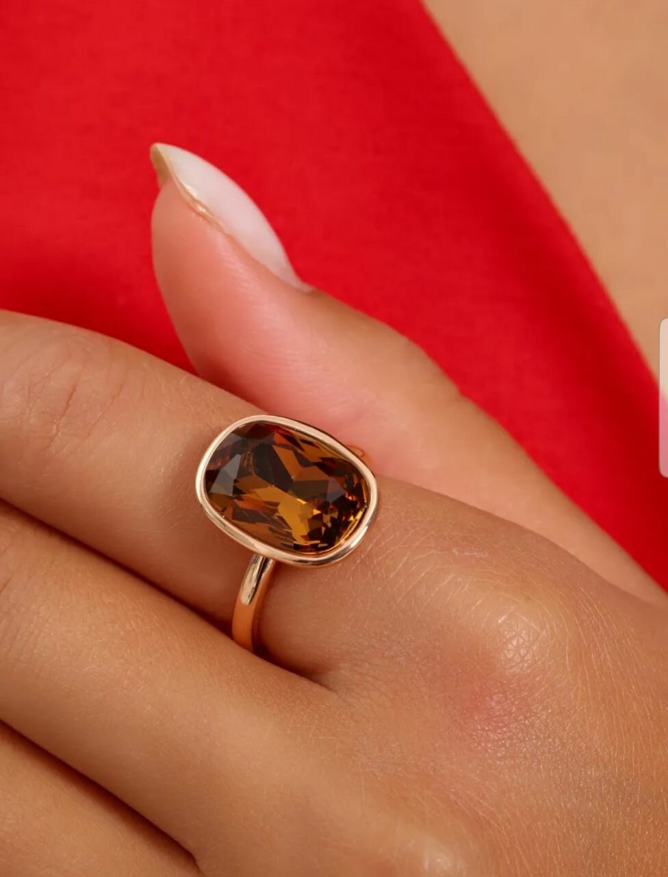 Комплект бижутерии: кольцо, серьги, янтарь, размер кольца 18, желтый — фото 1