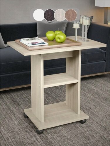 Изображение товара Досто Столик кофейный на колесиках журнальный, приставной, придиванный 62х40х60 см, Ясень шимо светлый