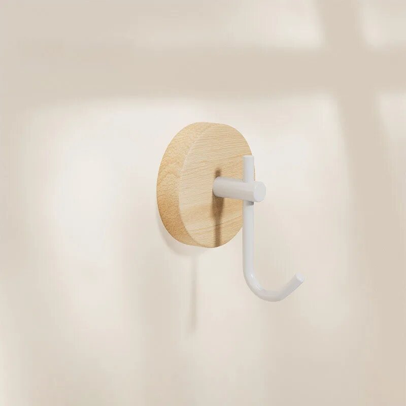 Деревянные самоклеящиеся крючки для одежды Бежевый, Walnut White J Hook