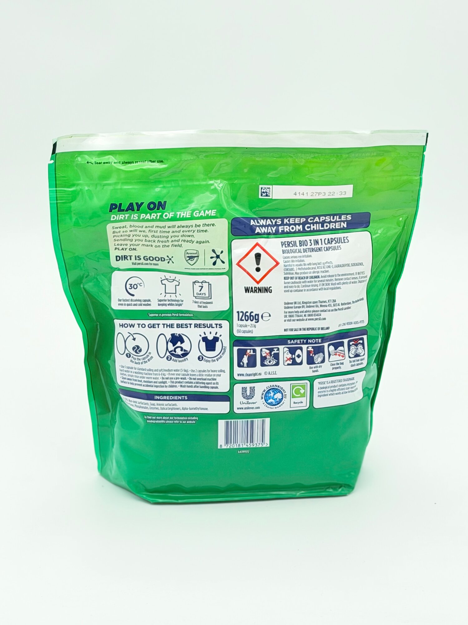 Капсулы для стирки "Persil", универсальные, антибактериальные, гипоаллергенные, 60 шт — фото 1