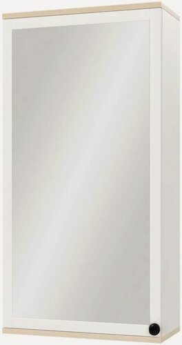 Изображение товара Шкаф закрытый с зеркалом на эмали и открытой полкой из массива ясеня средний 60х117х27 (ШхВхГ)