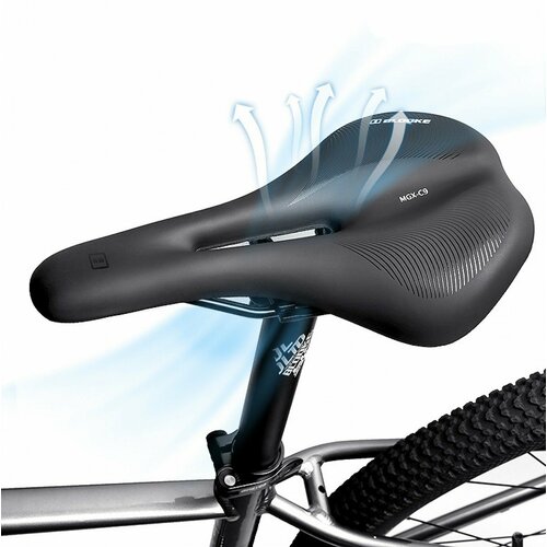 Сиденье-седло MyPads спортивное с эффектом памяти с прорезью для горного спортивного велосипеда черное