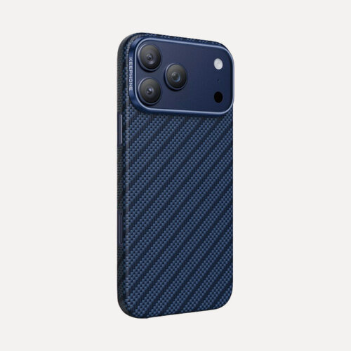 Изображение товара Чехол iPhone 17 Pro Max KEEPHONE KEVILAR ROBIN MagSafe Карбон арамидное волокно 1500D, 38 шт. магнитов N52-10Н - Blue