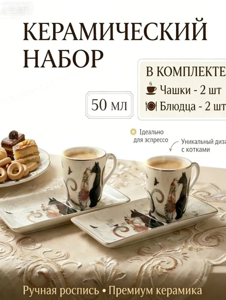 Кружка "Парижские коты", 90 мл, 1 шт