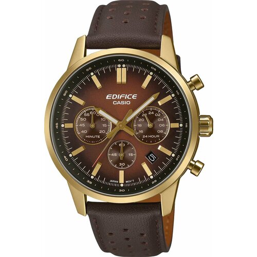 фото Наручные часы casio edifice, золотой/коричневый