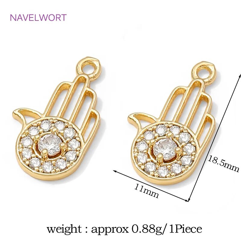 Подвеска Hamsa, 18K Gold Plated, 11x18.5 мм