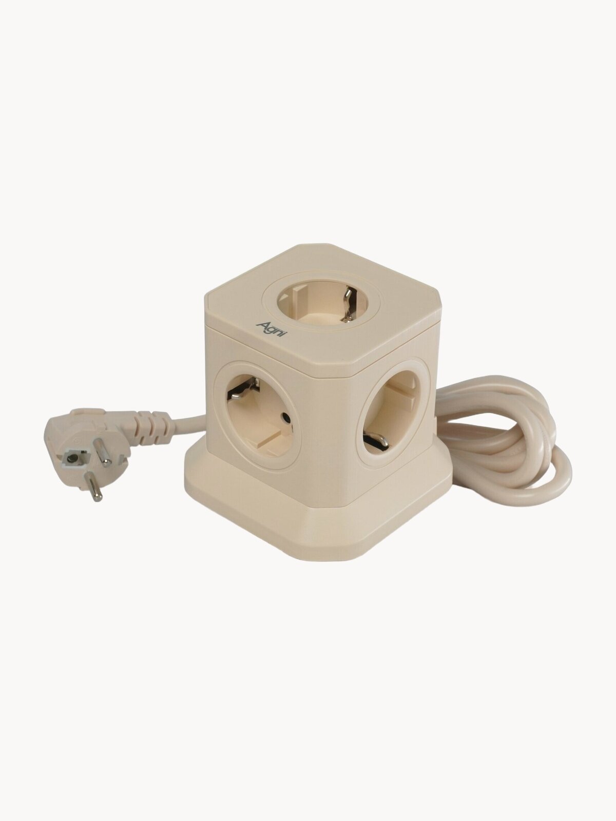 Сетевой фильтр, AGNI, 5 розеток, с предохранителем и заземлением, кабель 5м, слоновая кость