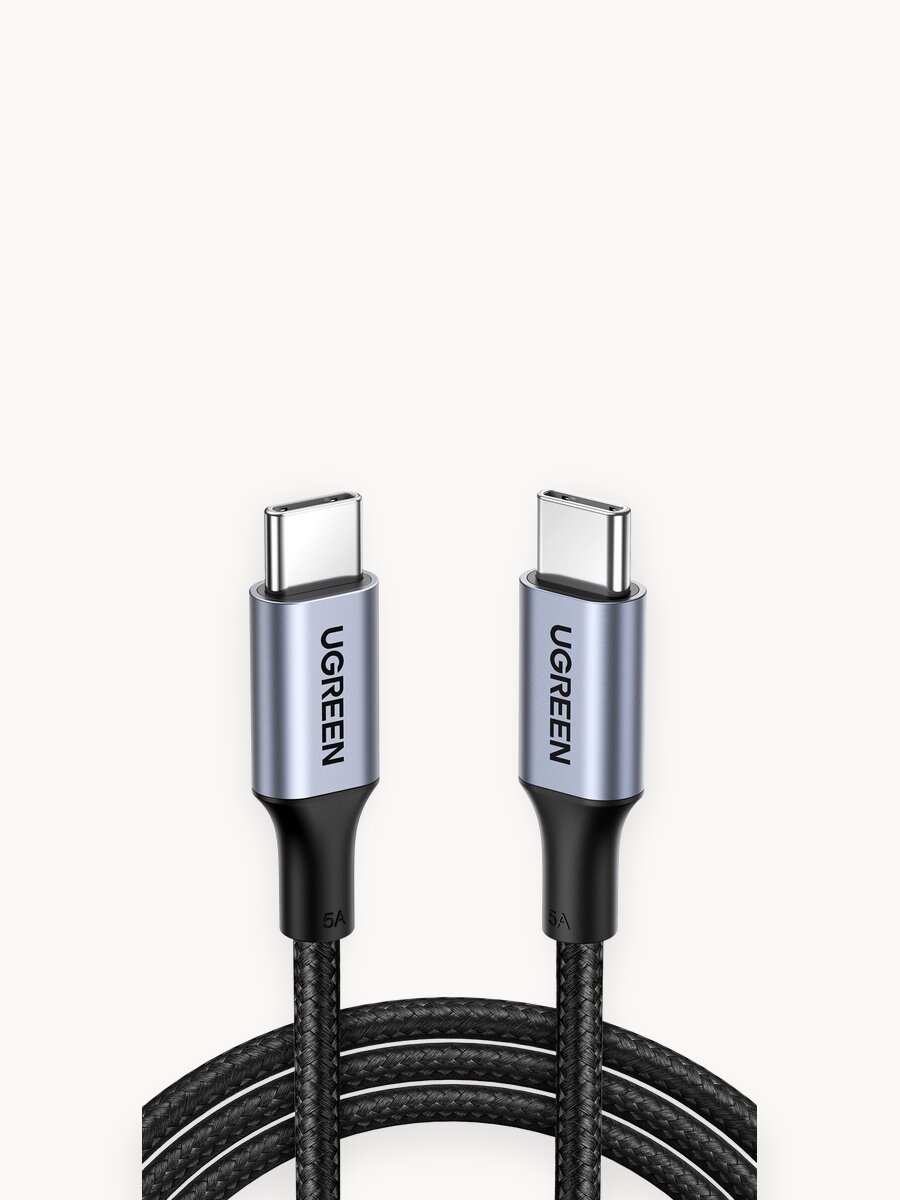 Кабель UGREEN US316 (70429) USB-C Cable Aluminum Case with Braided в оплтеке. Длина 2 м. Цвет: черный