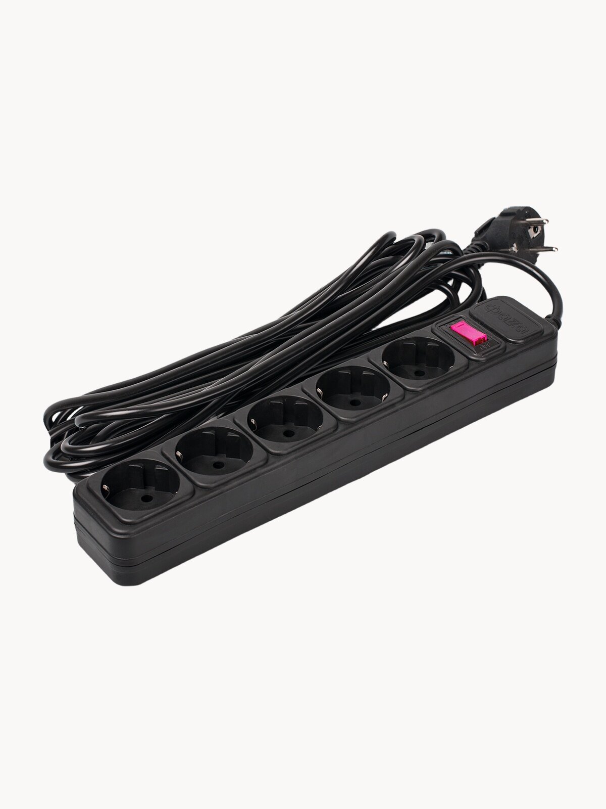 Удлинитель 5 метров (Фаza FOP-05GS-500), электрический, с заземлением, 5 розеток