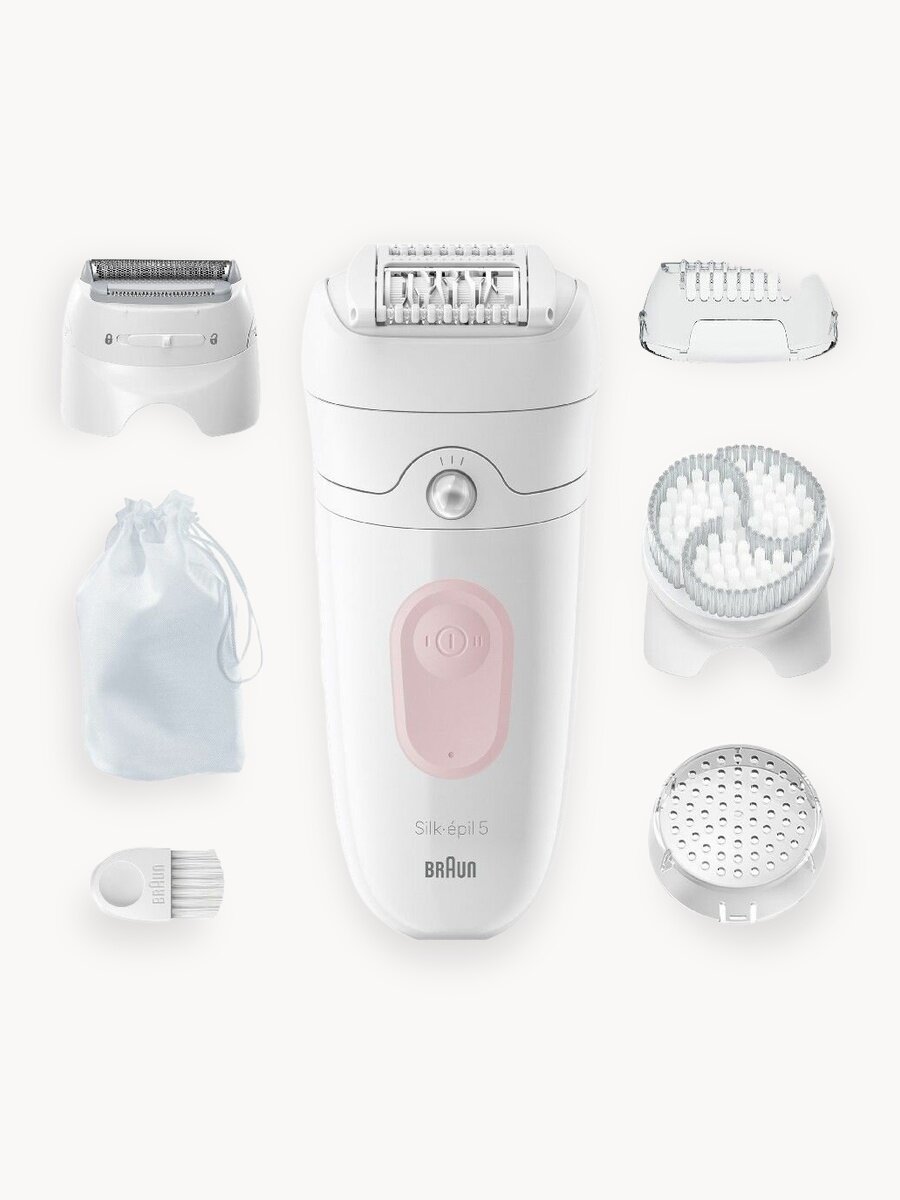 Эпилятор Braun Silk-epil Series 5 5-060, сухое и влажное бритье, 28 пинцетов, подсветка, 40 минут автономной работы