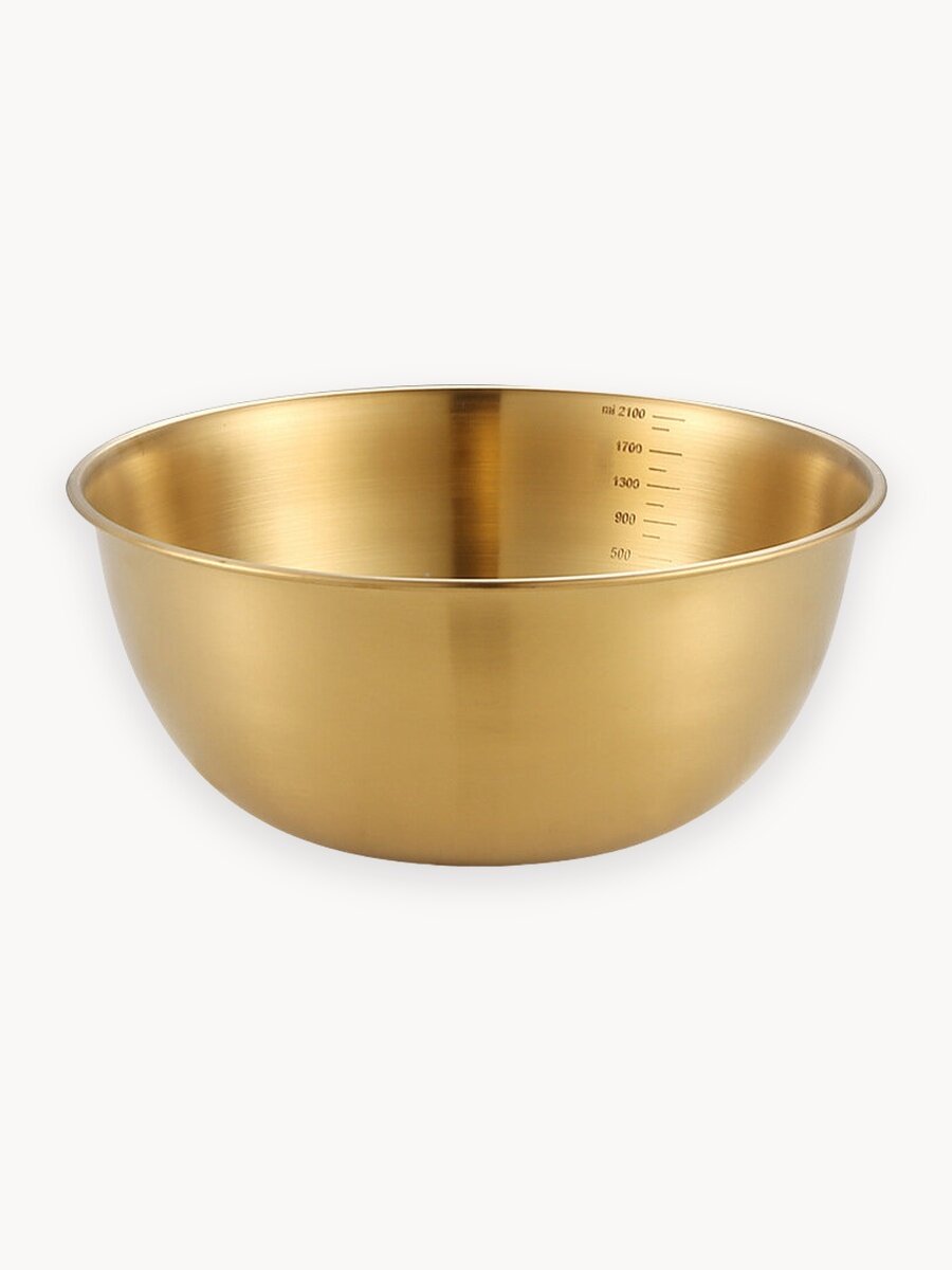 Миска из нержавеющей стали 21см, салатник с мерной шкалой и крышкой для кухни, 2,1л