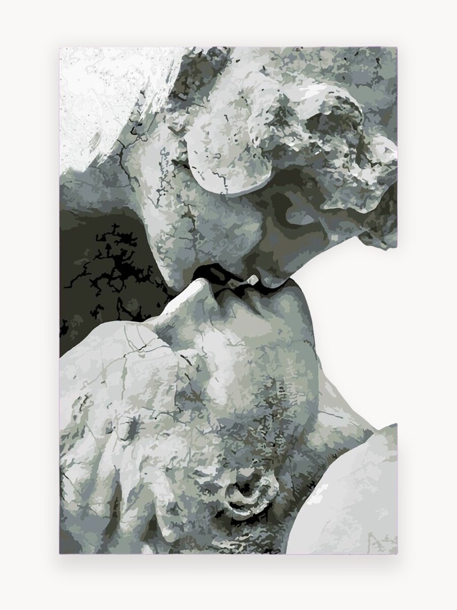 Картина по номерам на холсте Леонардо Бистольфи - Поцелуй, 40 х 60 см