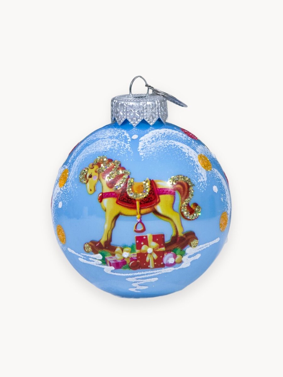 Елочная новогодняя игрушка коломеев Лошадка детская, 65 мм, в подарочной упаковке