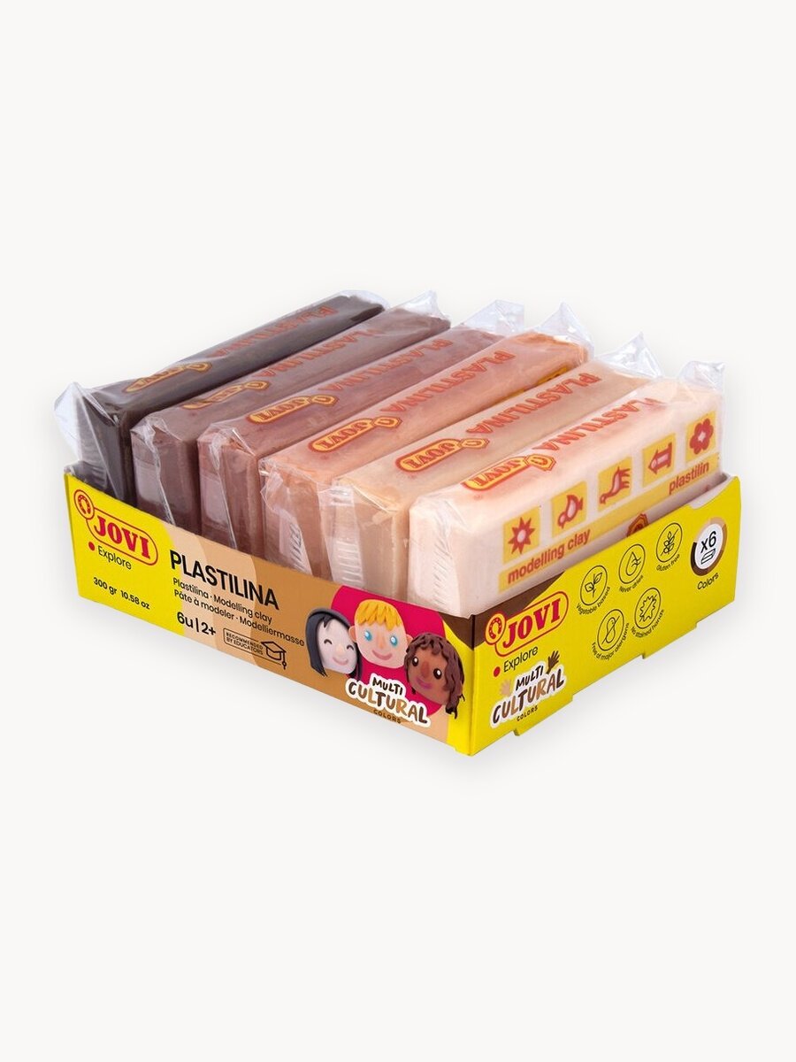 Пластилин JOVI "Multicultural", 06 цветов, 300г, растительный, картон