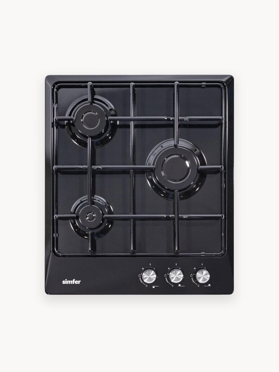 Варочная панель газовая Simfer 45см, 3 конфорки, электроподжиг, эмалированные решётки, 5 ЛЕТ гарантия, турция