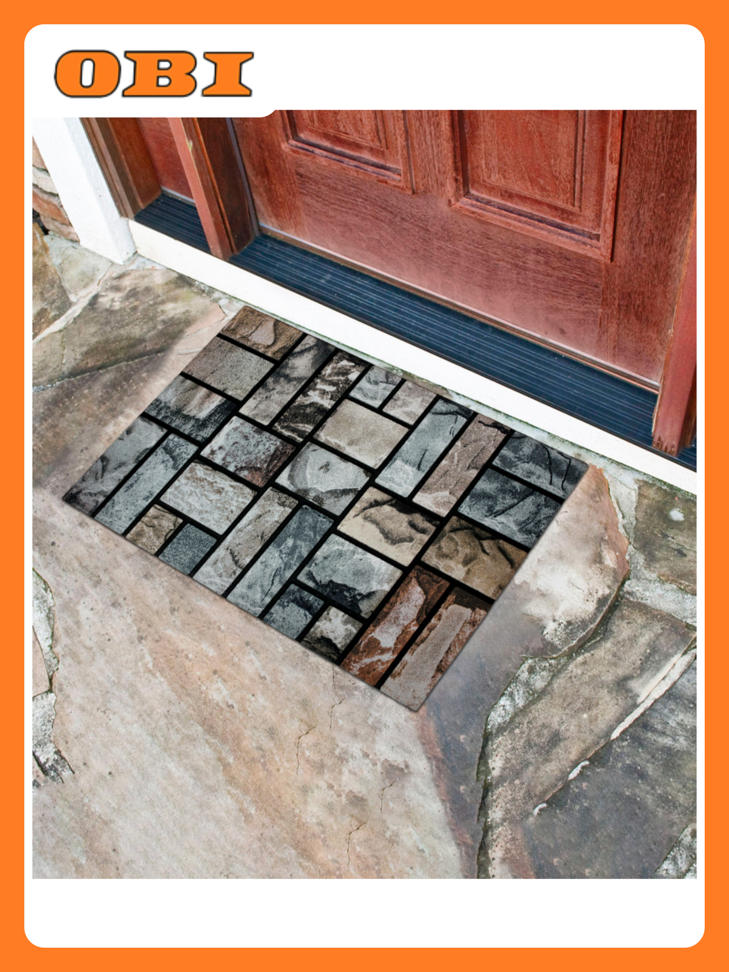 Коврик придверный Joy Home Лидс 6614-06 флок серый 45x75 см