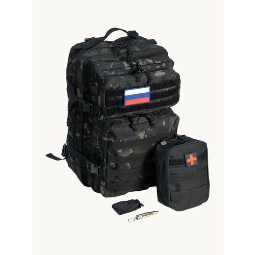 Рюкзак тактический, Туристический, 50 литров, Черный хаки