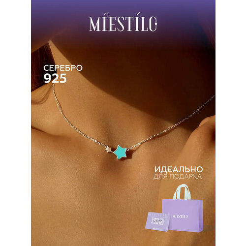 фото Колье miestilo, серебро, 925 проба, родирование, эмаль, длина 44 см., серебристый