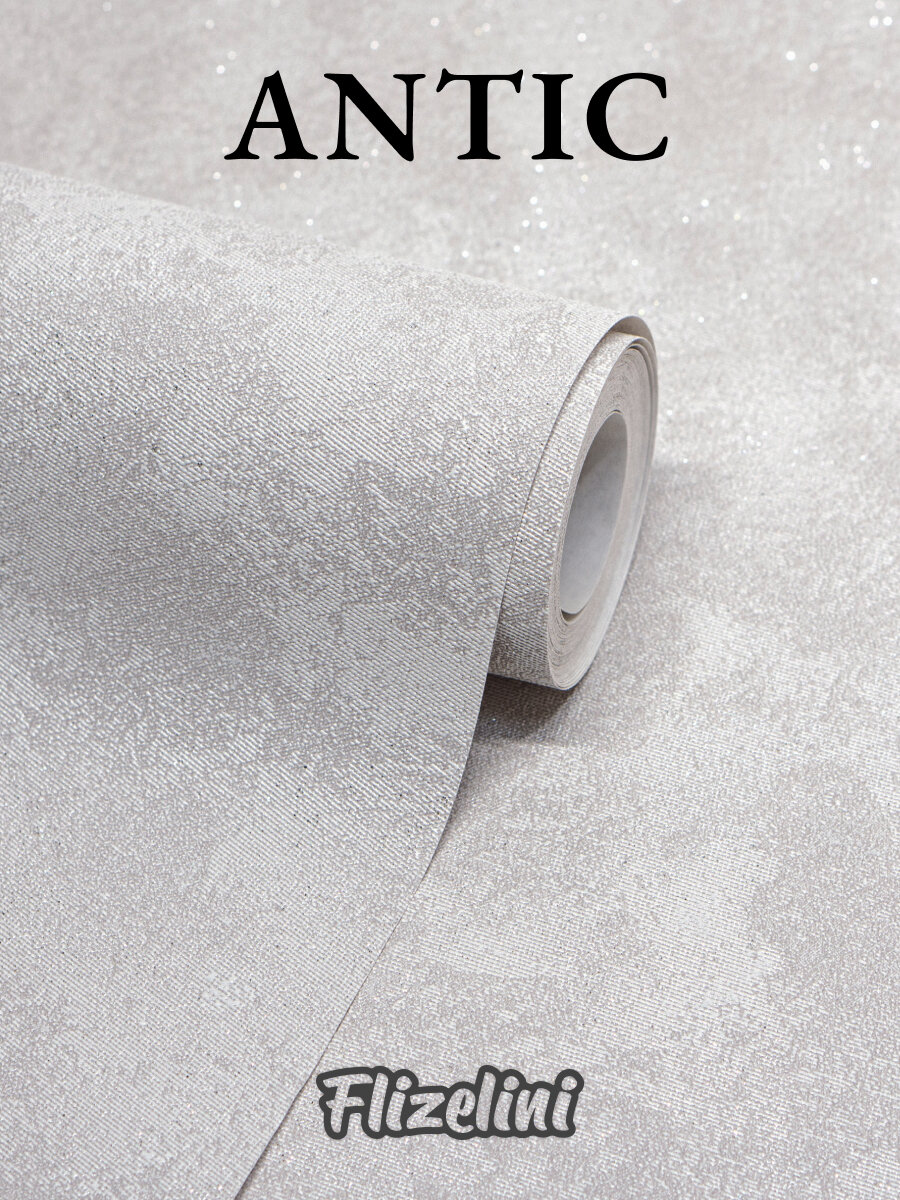 Обои виниловые штукатурка серая с блестками антивандальные моющиеся 106 м Antic (Flizelini 2033-63)