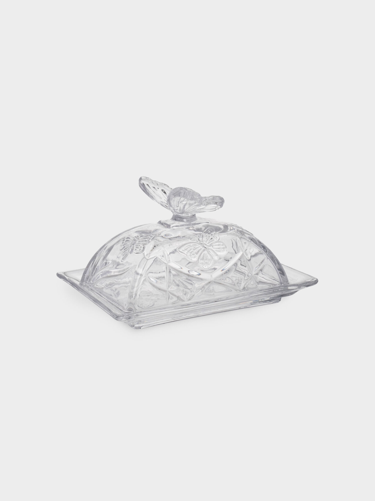 Масленка, 17х12 см, стекло, прямоугольная, Бабочка, Butterfly — фото 1