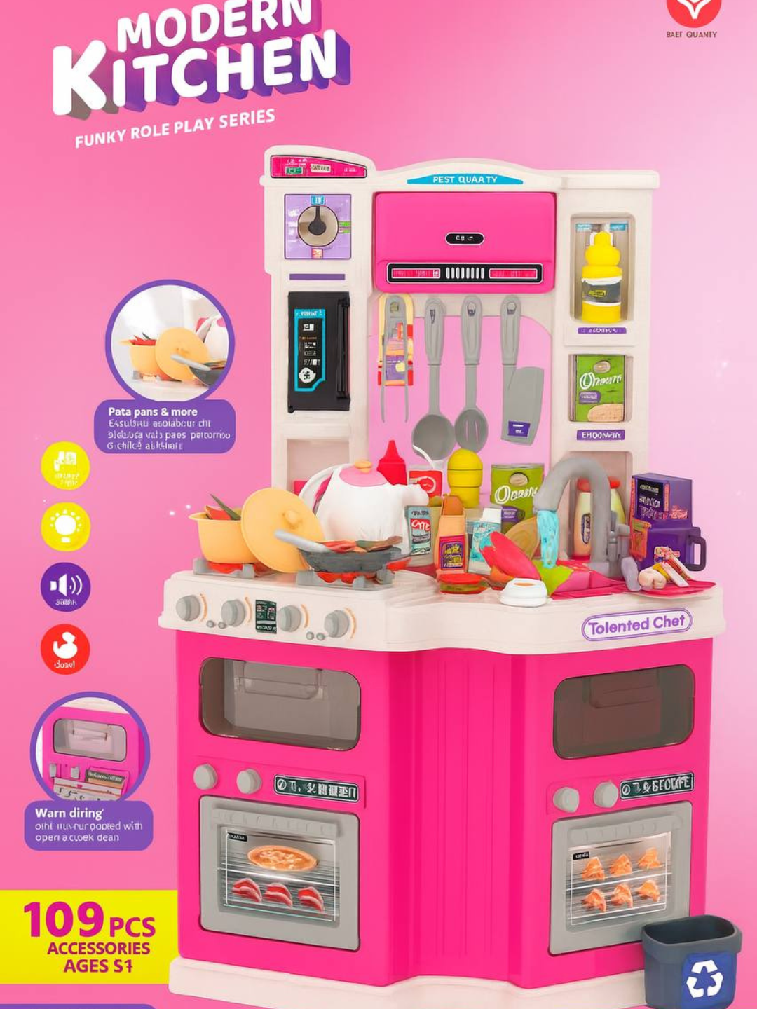 Игровой набор "Детская кухня", с посудой, звуком, светом, водой